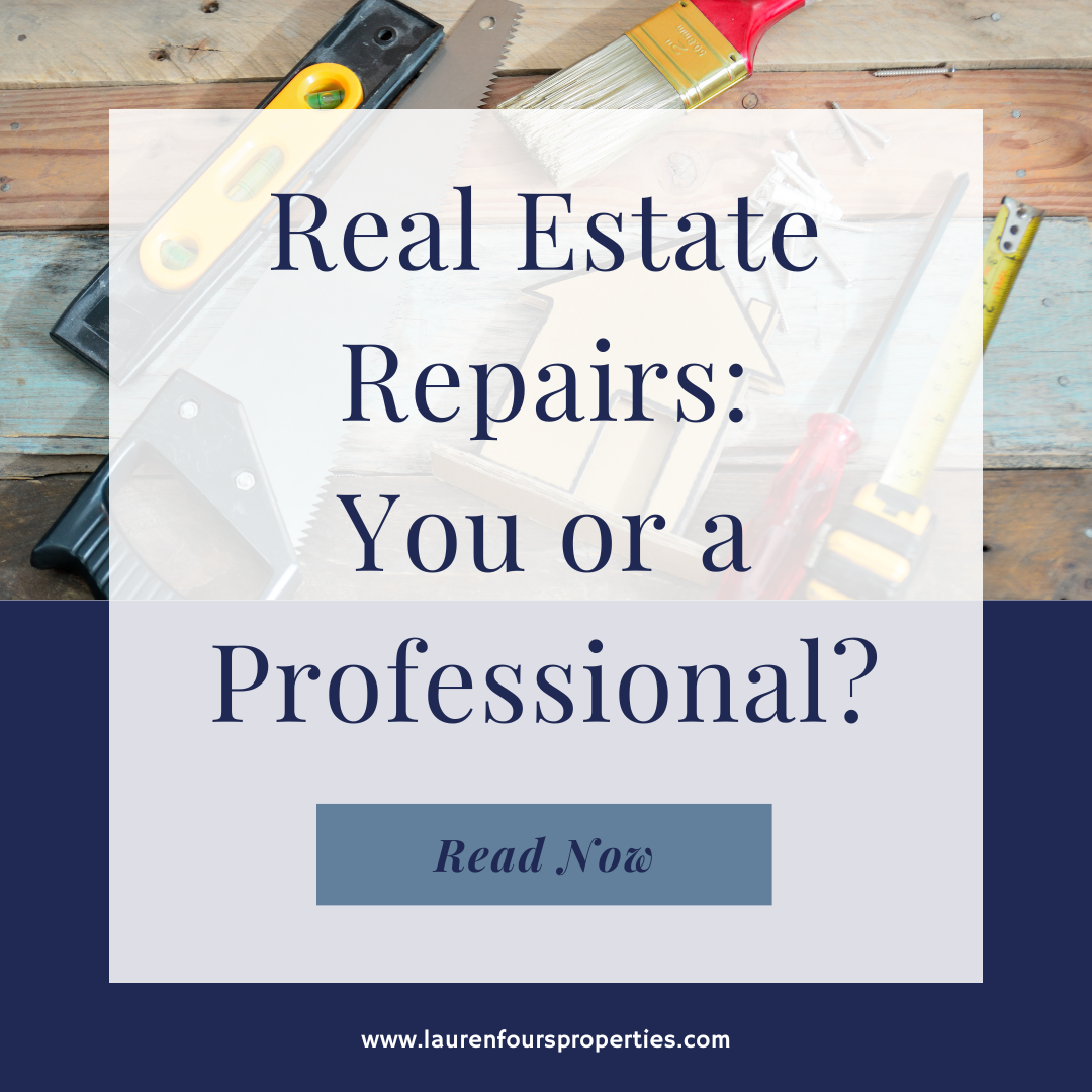 An image with the blog post title, "Real Estate Repairs: You or a Professional?"