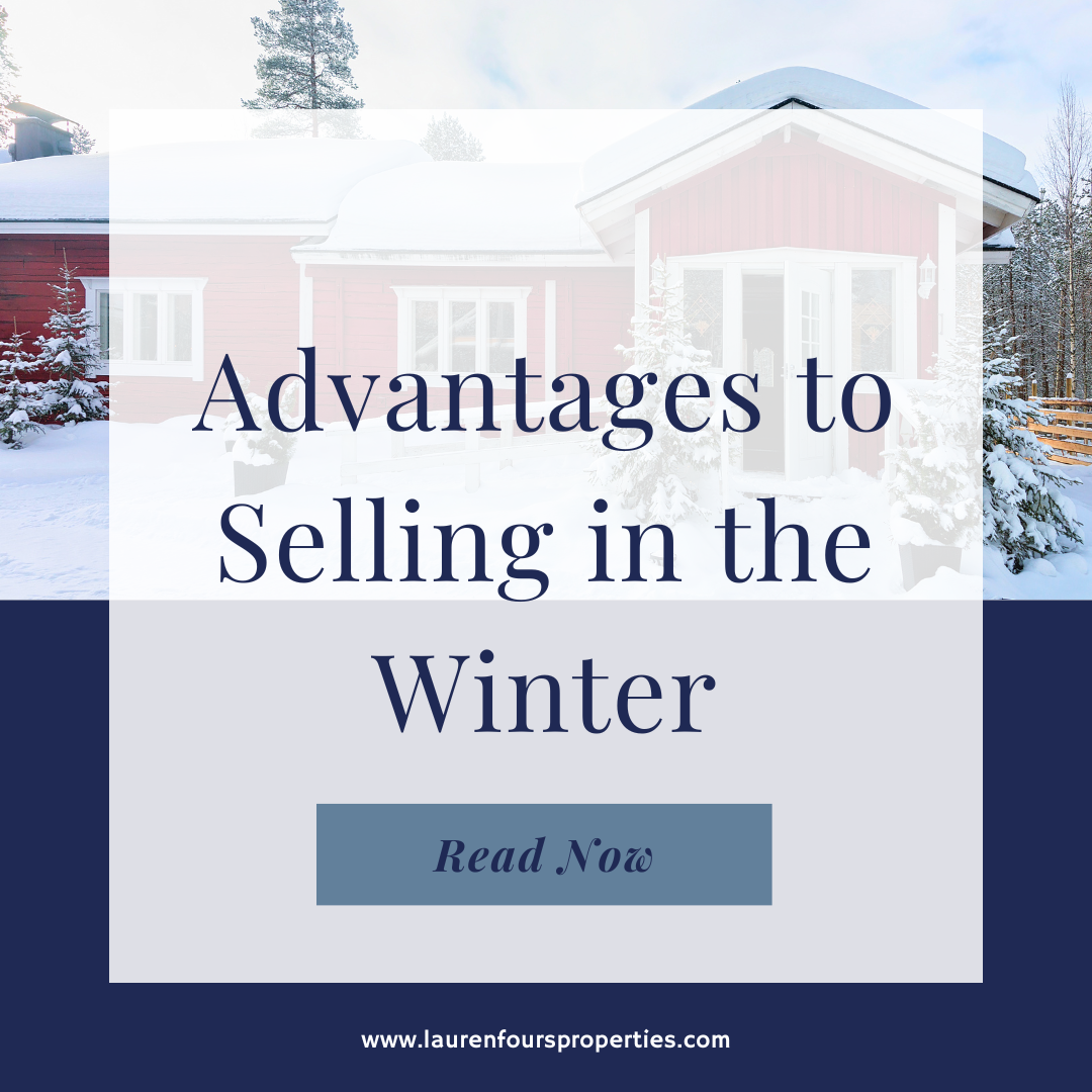An image with the blog post title, "Advantages to Selling in the Winter."
