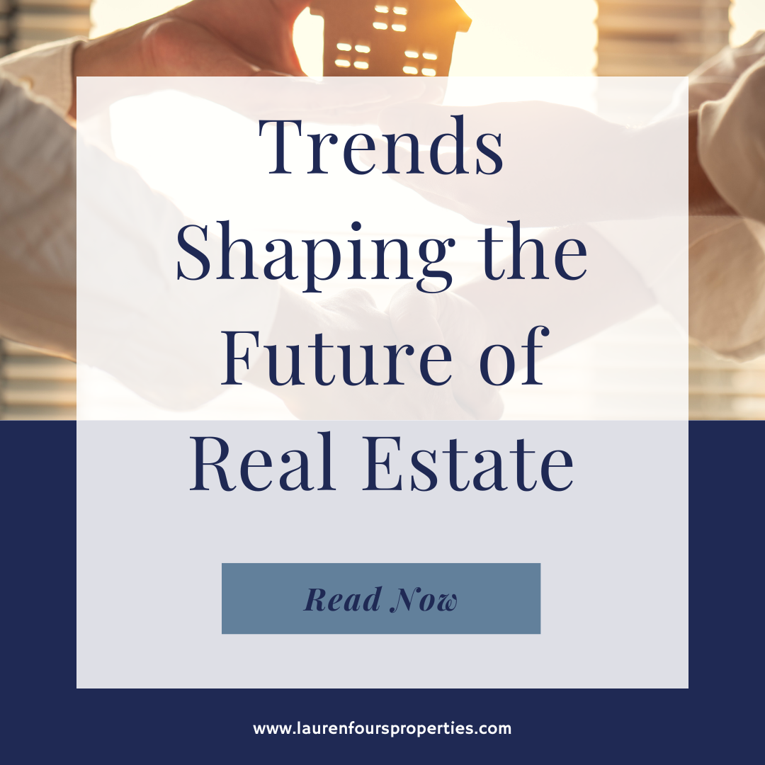 An image with the blog post title, "Trends Shaping the Future of Real Estate."