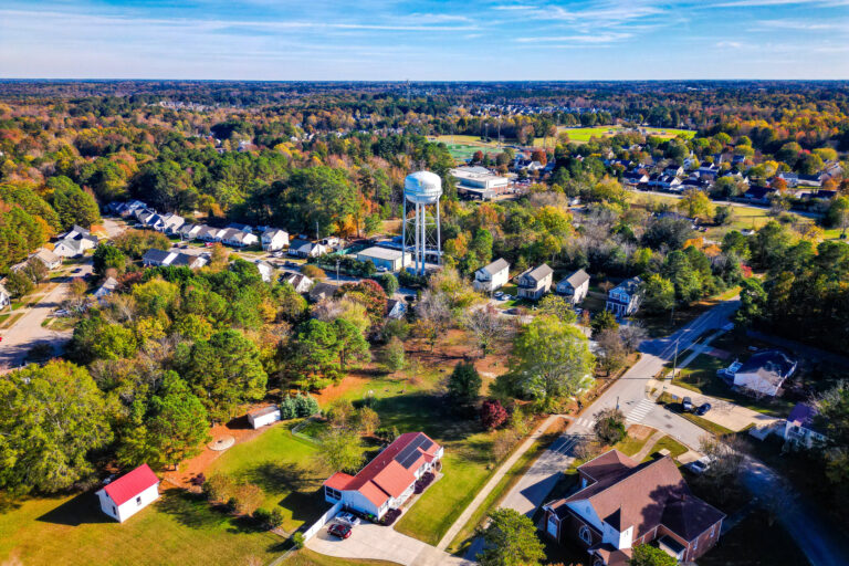 moving to Holly Springs - arial view of town